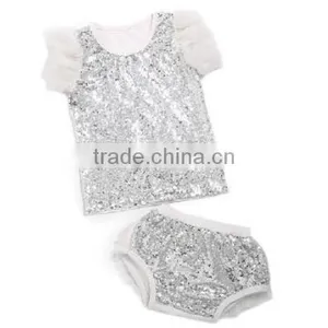 2017 Wholesale Children Boutique Clothing Baby Clothes Wear In Fall , High Quality Sequin Baby Shiny Outfits thumbnail-3