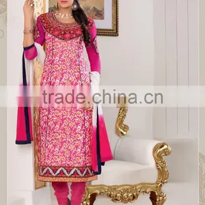 Cotton Jacquard ReadyMade Suits With Designer Pink Top Plain Bottom+Pink&White Dupatta/tuxedo Suits/indian Ladies Suits Fancy sa thumbnail-1
