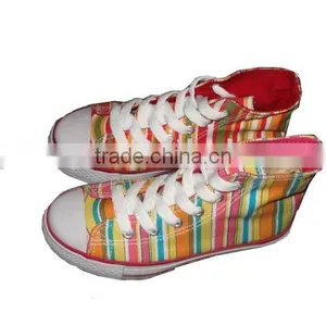 Vulcanized Canvas Shoes-colorful Stripes thumbnail-1