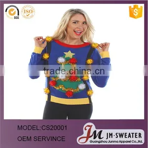 2016 Latest Design Women 's Christmas Tree Pullover Sweater With Suspenders thumbnail-1