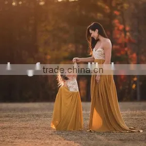 Mommy And Me Gown Maxi Dress Beautiful Long Frocks Mother Daughter Matching Dress thumbnail-1