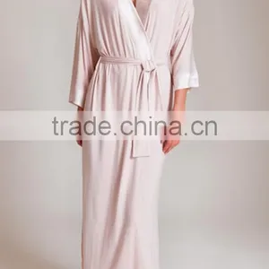 Customize Ladies Luxury Full Length Robe, 3/4 Lenght Sleeve Dressing Gown, Soft Modal Jersey Long Robe thumbnail-1