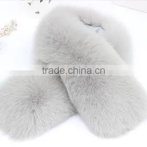 Myfur Light Grey Fox Fur Made Luxury Genuine Fox Fur Collar for Coat thumbnail-1