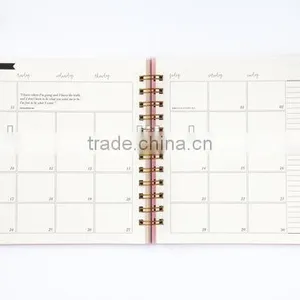 2017 Full Color Spiral Notebook Custom Hardcover Diary Planner With Gold Wire thumbnail-4