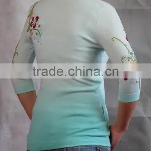 Ladies Sweater Ladies' Computerized Embroidered Sweater Space-dyed thumbnail-1
