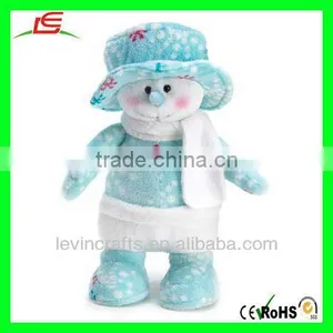 Blue Plush Christmas Snowman With Cloth and Hat thumbnail-1