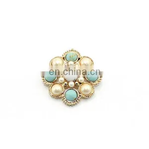New Arrival Pearl and Turquoise Round Brooch Fashion Lady Gifts thumbnail-4
