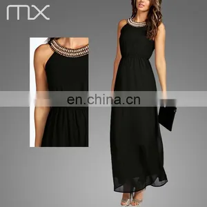 Fashionable Black Women Evening Dress Nice Sleeveless Skirt thumbnail-5