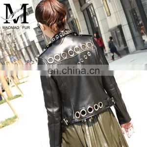 Custom Design Women Black Leather Jacket Custom Made Leather Jacket thumbnail-1