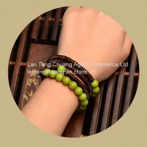 Art Personality Linden Wood Bracelets Multi Ring Beads Long Vintage Folk Style thumbnail-2