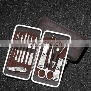 Stone Pattern Case+12 in 1 Pcs Nail Clipper Kit Nail Care Set Pedicure Scissor Tweezer Knife Ear Pick Utility Manicure Set Tools thumbnail-3