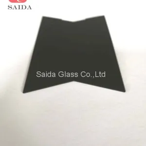 0.7mm Chemical Strengthened Custom OEM Cut to Size Irregular Shape V Shape Glass With Semi-transparent Black Color thumbnail-1