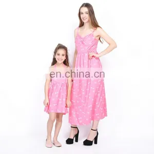 2019 New Summer Pink Bow Adjustable Strap Button Boutique Wholesale Mommy And Me Matching (this Link for WOMAN) thumbnail-1