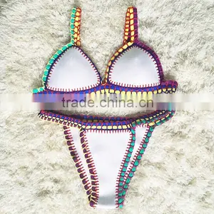 2016 Best Selling Colorfull Neoprene Sexy European Style Bikinis Women's Bikini Style thumbnail-3