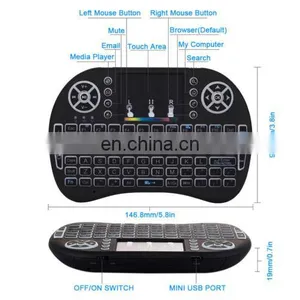 Russian,Hebrew,English Original i8 Mini Keyboard 2.4G Wireless Touchpad With 7 Colors Backlight Air Remote 2.4G Keyboard thumbnail-5