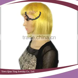 Cheap Short Yellow Straight Synthetic Bob Style Party Wigs thumbnail-2