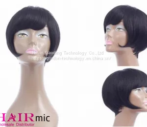 Natrual Color High-ending Short Bob Wig With Tail Roll thumbnail-1