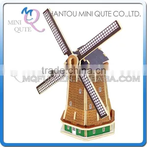 Mini Qute 3D Wooden Puzzle Dutch Windmill World Architecture Famous Building Adult Kids Model Educational Toys Gift NO.MJ208 thumbnail-1