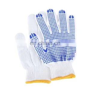 Cheap Wholesale High Quality Knitted Gloves Gardening Fabric Pvc Dotted White Cotton Gloves thumbnail-1