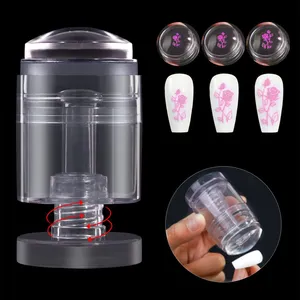 Wholesale Nail Enhancement New Type Rotable Transparent Stamp Multifunctional Size Changing Pattern Silicone Stamp thumbnail-1