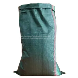 Recycled PP Woven Sand Bag Green Garbage Bags,50 kg Woven Bag for Rice Harvest thumbnail-3