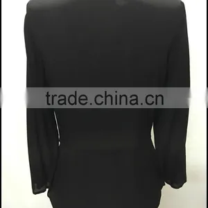 Middle Aged Women Black Silk Fold Blouse thumbnail-4