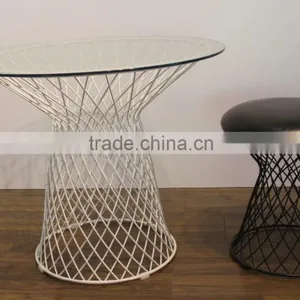 Glass Top Steel Base Platner Table Coffee Table thumbnail-4