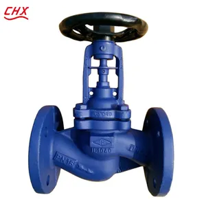 DIN3356 PN16 Dn150 Cast Iron Straight Bellow Seal Stainless Steel Seat Globe Valve With Handwheel thumbnail-5