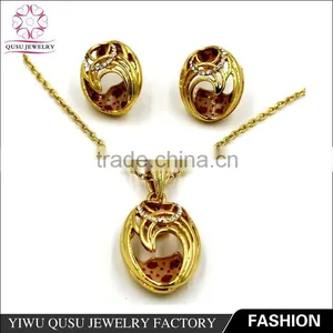 Newest Design Alloy Fashion Jewelry Silver Necklace & Earrings Jewelry Set thumbnail-1