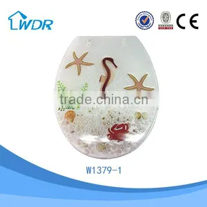 Sanitary Transparent Resin Shower Novelty Western Family Slow Drop Toilet Seat thumbnail-1