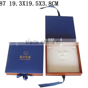W585 Wooden Jewelry Earring Box With Ribbon Bow thumbnail-3