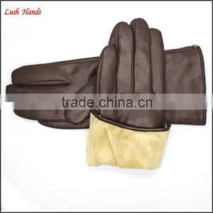 Popular Simple Style Brown Leather Gloves for Women thumbnail-6