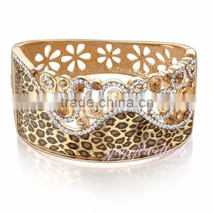 New Products 2016 Cuff Bracelet Leopard Design Crystal Gold Filled Buckle Bangle thumbnail-1