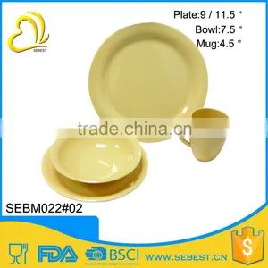 Most Popular Yellow Round Bamboo Melamine Western Dinnerware Sets thumbnail-1