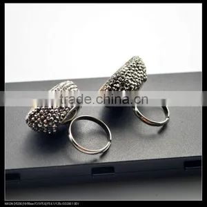 LFD-0010R ~ Wholesale Unique Nature Agate Quartz Geode Druzy Gemstone Rings, Metal Brass Finger Rings, Adjustable thumbnail-3