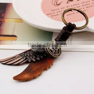 Custom Made Leather Keychain Genuine Leather Keychain With Metal Wing thumbnail-5