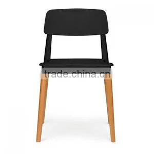 Modern Simple Design Wooden Legs PP Plastic Restaurant Chair thumbnail-2