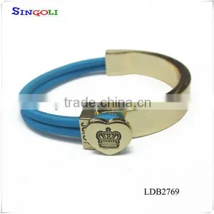 Crown Bracelet Rhinestone Leather Bracelet LDB2769 thumbnail-1
