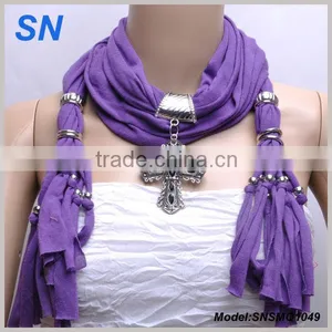 Fashion Hot Sell Cross Pendant Jeweled Scarf thumbnail-1