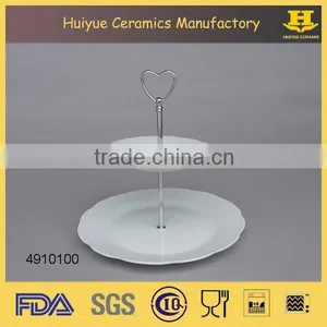Fruit Plate, Ceramic 2 Layers Plates With Silver Carry thumbnail-2