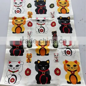Kitchen Linen Tea Towel for Promotion and Giftkitchen Printed Tea Towel for Home Decoration Red Wave Design thumbnail-5