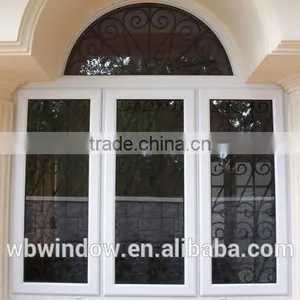 PVC Casement Window With Arch,white PVC Inward Window With Grid thumbnail-2