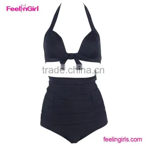2016 Wholesale Black Women High Waisted Swimsuit thumbnail-1