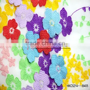 Chiffon Lace Fabric, 3d Flower Lace Embroidered Fabric For Costumes/ Wedding Dress thumbnail-2