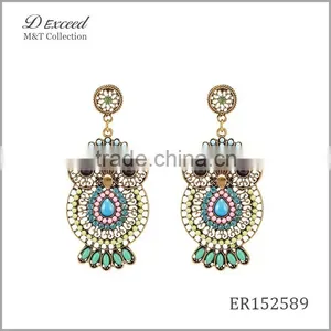Wholesale Jewelry New Designs Ladies/Women's Ethnic Resin Beaded Earrings Owl Gold/Silver Plating Drop Earrings thumbnail-1