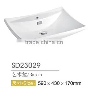 White Color Porcelain Hand Basin Hotel Ceramic Material of Oval Basin thumbnail-2