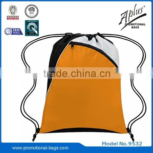Promotional Drawstring Bag Custom With One Front Zipper Pocket thumbnail-3