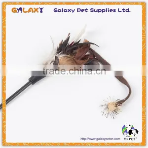 Fishing Rod Type Solid Color Feather Cat Teaser Stick Toy With Bell thumbnail-2