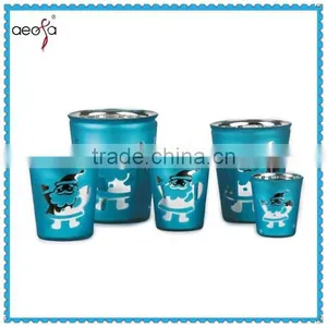Electroplate Handling With Santa Printing Glass Decorative Plant Pots Indoor thumbnail-1
