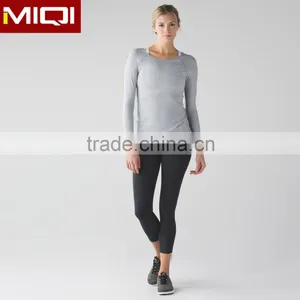 Top Quality Breathable Nylon Spandex Gym Wear Custom Sexy Women Fitness T Shirt Wholesale thumbnail-3